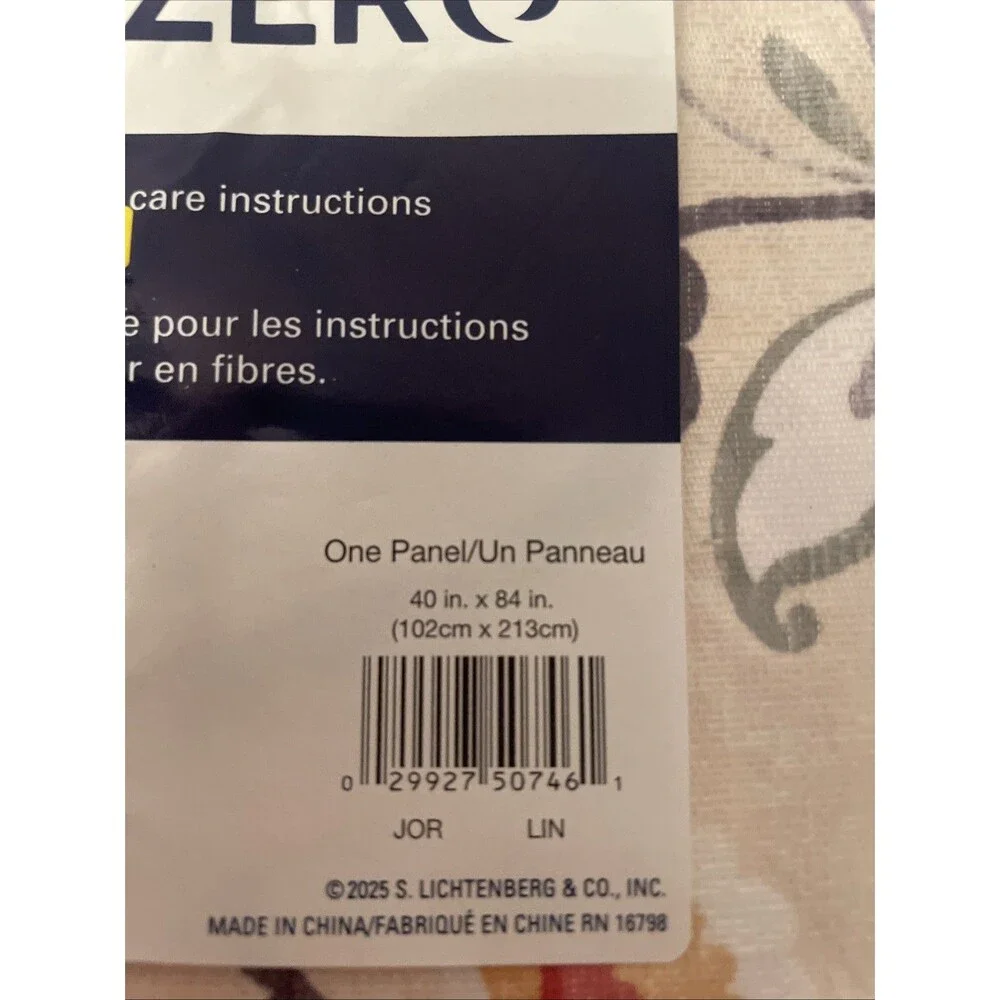 Sun Zero Lichtenberg Floral Grommet Light Filtering Curtain 40x84in.